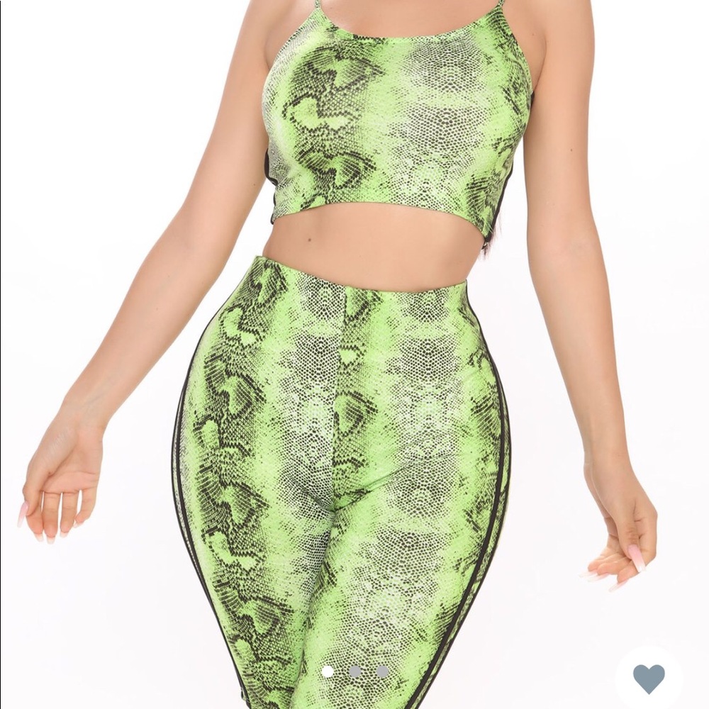 lime green (snake print) 2 piece
